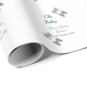 Gray butterfly blue baby shower oh baby modern ext ラッピングペーパー (ロールコーナー)