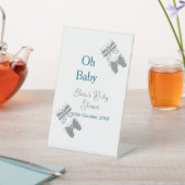 Gray butterfly blue baby shower oh baby modern ext 台座サイン (インサイチュ)