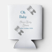 Gray butterfly blue baby shower oh baby modern ext 缶クーラー (裏面)