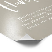 Gray Calligraphy Pacifier Hunt Baby Shower Sign フォトプリント (角)