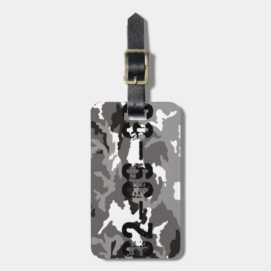 Gray camouflage pattern ラゲッジタグ (正面縦)