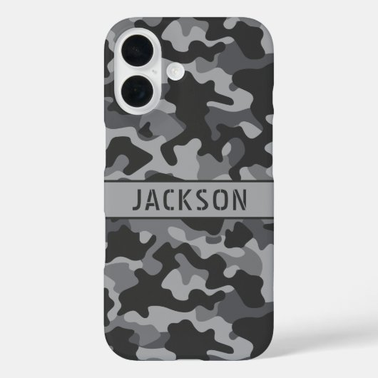 Gray Camouflage Personalized Case-Mate iPhoneケース (裏面)