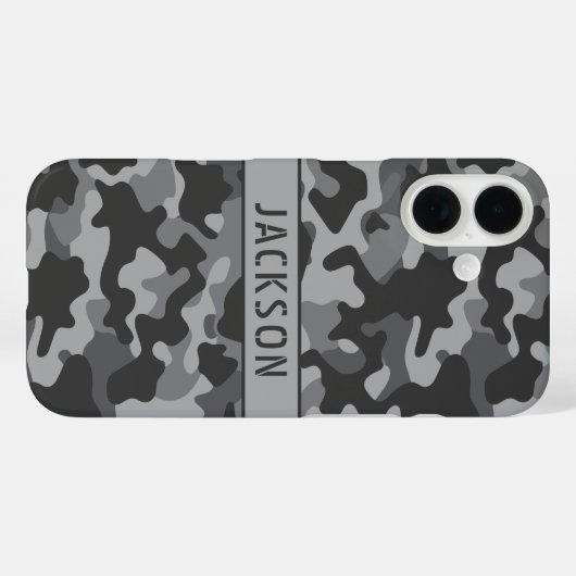 Gray Camouflage Personalized Case-Mate iPhoneケース (裏面 (横))