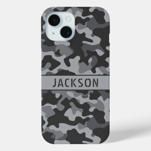 Gray Camouflage Personalized Case-Mate iPhoneケース (裏面)