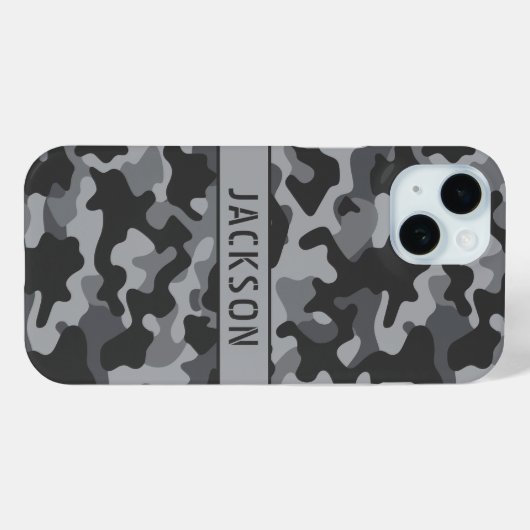 Gray Camouflage Personalized Case-Mate iPhoneケース (裏面 (横))