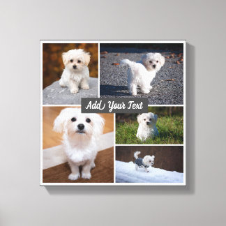 Gray Canvas Printという名前カスタムの5枚のフォトコラージュの。 キャンバスプリント