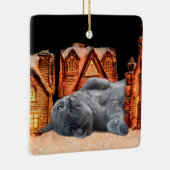 Gray Cat Christmas セラミックオーナメント (右)
