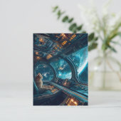 Gray cat in cockpit with Earth outside シーズンポストカード (スタンド正面)