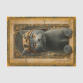 Gray Cat in Ornate Steampunk Stye DZ8 Decoupage  薄葉紙 (正面)