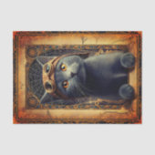 Gray Cat in Ornate Steampunk Stye DZ8F Decoupage  薄葉紙 (正面)