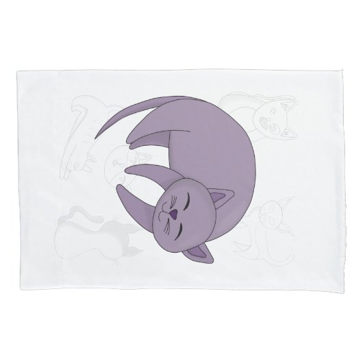 Gray Cat Sleeping and Kitten Doodles Duvet Cover 枕カバー (正面)