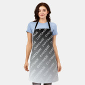 Gray (changeable color) Ombre & Text Pattern エプロン (着用した状態)
