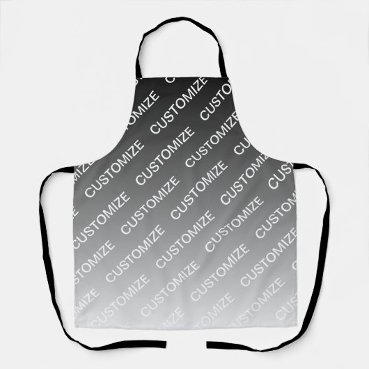 Gray (changeable color) Ombre & Text Pattern エプロン (正面)