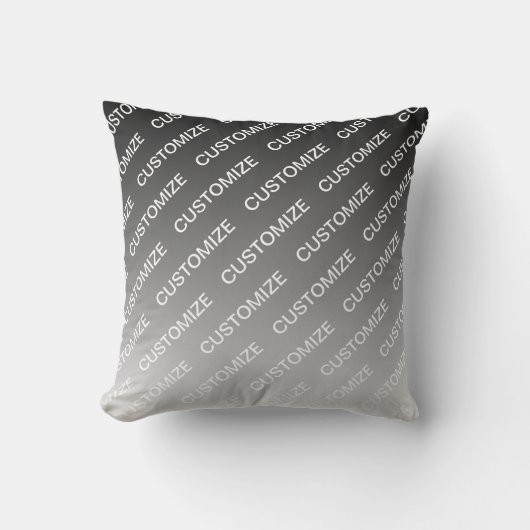 Gray (changeable color) Ombre & Text Pattern クッション (正面)