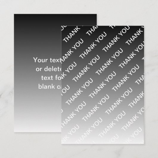 Gray (changeable color) Ombre & Text Pattern サンキューカード (正面/裏面)