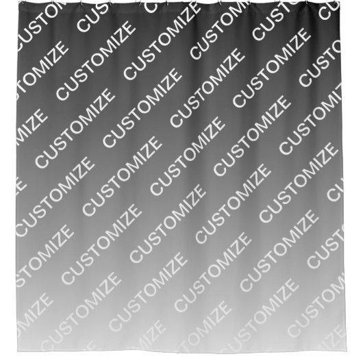 Gray (changeable color) Ombre & Text Pattern シャワーカーテン (正面)