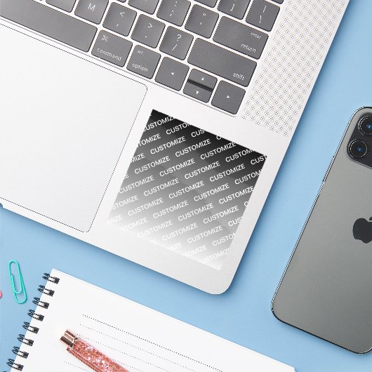 Gray (changeable color) Ombre & Text Pattern シール (ノートパソコンとiPhone)