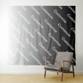 Gray (changeable color) Ombre & Text Pattern タペストリー (インサイチュ(横))