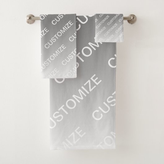 Gray (changeable color) Ombre & Text Pattern バスタオルセット (インサイチュ)