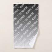 Gray (changeable color) Ombre & Text Pattern バスタオルセット (ハンドタオル)