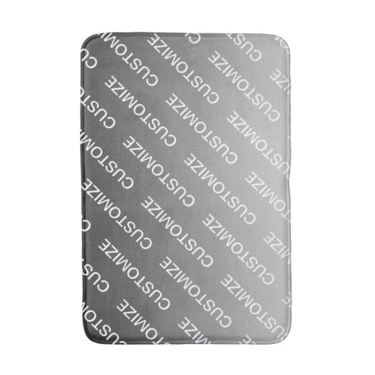 Gray (changeable color) Ombre & Text Pattern バスマット (正面縦)