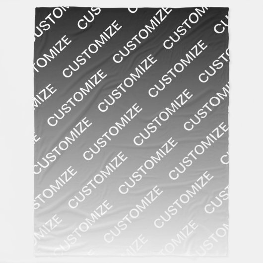 Gray (changeable color) Ombre & Text Pattern フリースブランケット (正面)