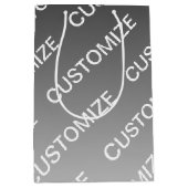 Gray (changeable color) Ombre & Text Pattern ミディアムペーパーバッグ (正面)