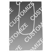 Gray (changeable color) Ombre & Text Pattern ミディアムペーパーバッグ (裏面)