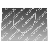 Gray (changeable color) Ombre & Text Pattern ラージペーパーバッグ (正面)