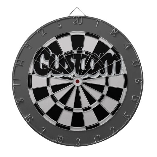 Gray, Charcoal, and Black Customizable Text ダーツボード (正面)