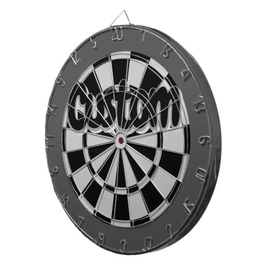 Gray, Charcoal, and Black Customizable Text ダーツボード (正面右)