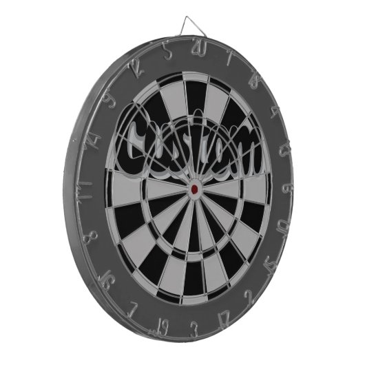 Gray, Charcoal, and Black Customizable Text ダーツボード (正面左)