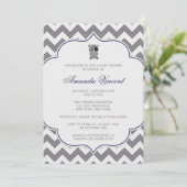 Gray Chevron Baby Showerへの招待とPanda 招待状 (スタンド正面)