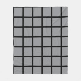 Gray colored square pattern and black borders フリースブランケット