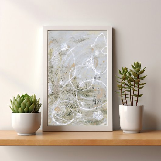Gray Contemporary Elegant Abstract Art Poster ポスター
