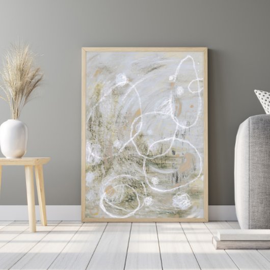 Gray Contemporary Elegant Abstract Art Poster ポスター