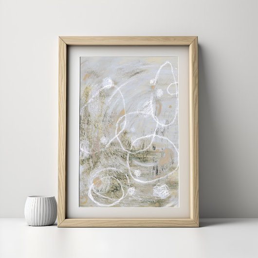 Gray Contemporary Elegant Abstract Art Poster ポスター