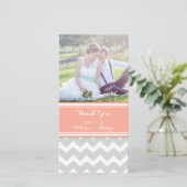 Gray Coral Chevron Thank You's Photo 結婚 Cards サンキューカード (スタンド正面)