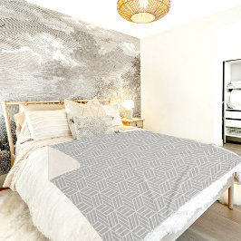 Gray Cube Line Pattern Sherpa Blanket シェルパブランケット