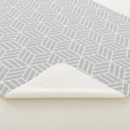 Gray Cube Line Pattern Sherpa Blanket シェルパブランケット (3/4)