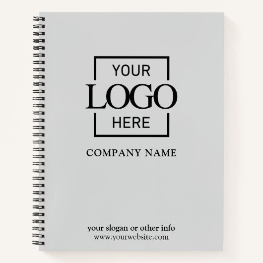 Gray Custom Business Logo Promotional Branding ノートブック (正面)