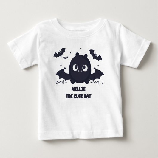 Gray Cute Kawaii Bat ベビーTシャツ (正面)