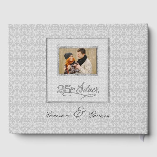 Gray Damask 25th記念写真付きシルバー ゲストブック (裏面)