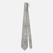 Gray Ditsy Floral Soft Pastel Flowers ネクタイ (正面)