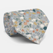 Gray Ditsy Floral Soft Pastel Flowers ネクタイ (ロール)