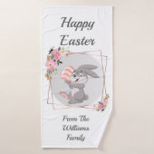 Gray Easter Bunny Personalized Bath Towel バスタオル (バスタオル)