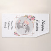 Gray Easter Bunny Personalized Bath Towel バスタオル (バスタオル)