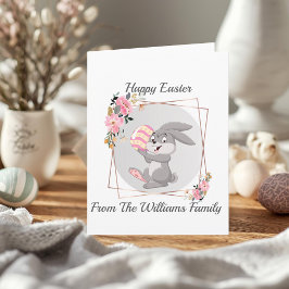 Gray Easter Bunny Personalized Folded Card カード