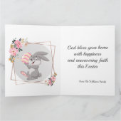 Gray Easter Bunny Personalized Folded Card カード (内部)