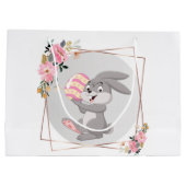 Gray Easter Bunny Personalized Gift Bag ラージペーパーバッグ (裏面)